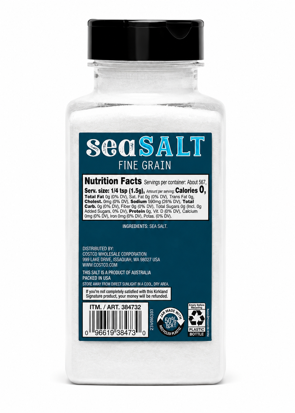 Kirkland Signature Pure Sea Salt, 14.1 oz