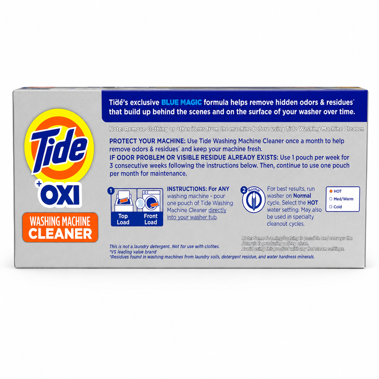 Tide + Oxi Washing Machine Cleaner, 4 Month Supply, 4 Pouches, 10.5 oz