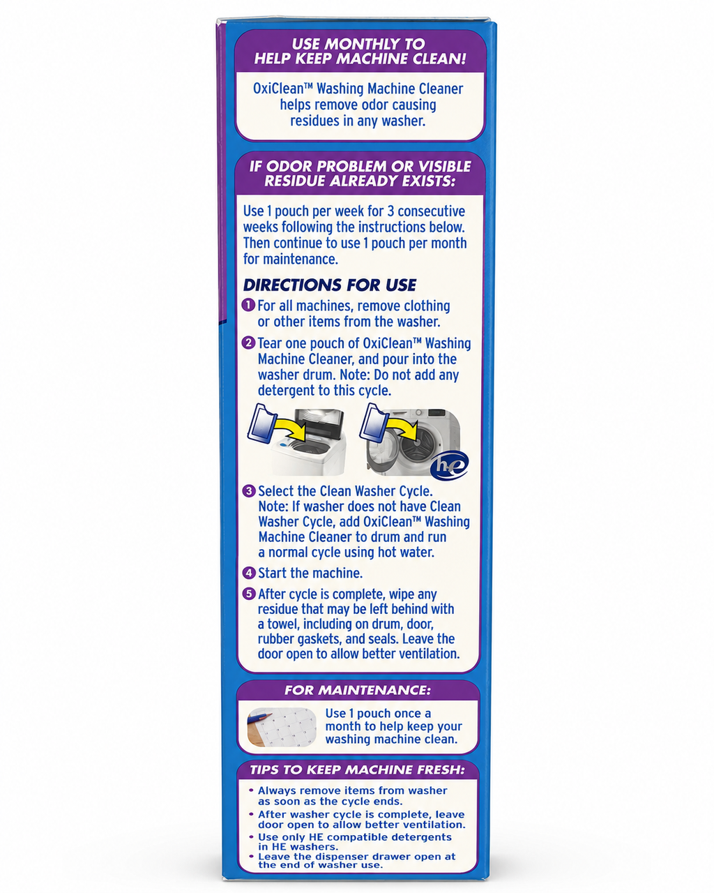 OxiClean Washing Machine Cleaner with Odor Blasters, 4 Pouches, 11.28 oz