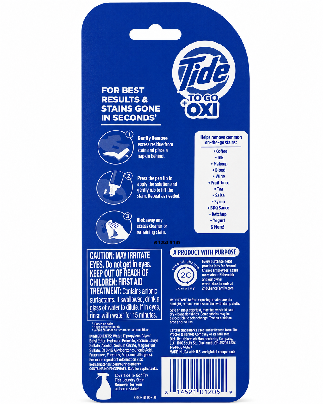 Tide To Go + Oxi Instant Stain Remover Pen, 1 ct