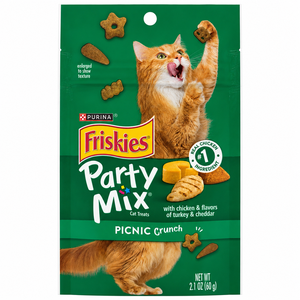 Friskies Party Mix Picnic Crunch with Chicken, Turkey & Cheddar Flavors, 2.1 oz