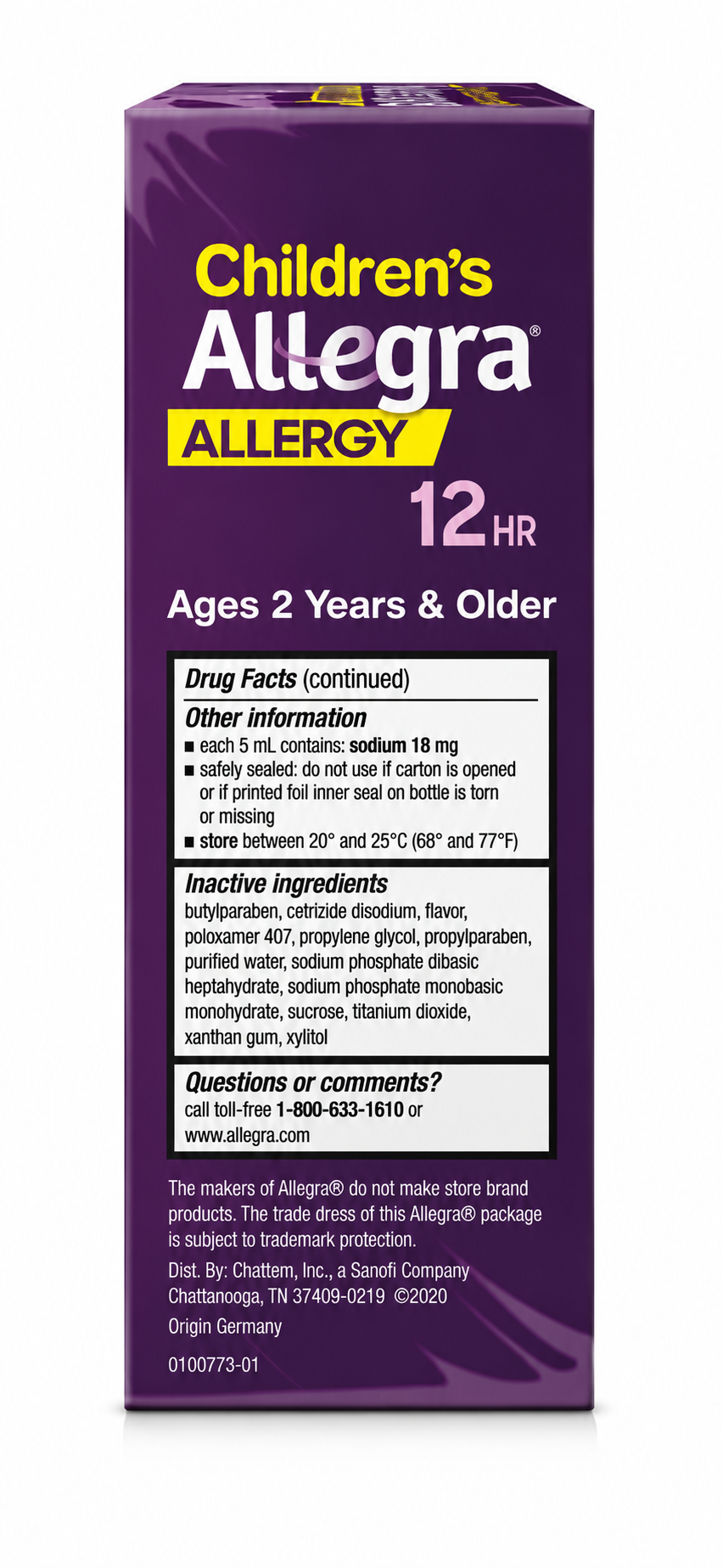 Children's Allegra Dye-Free 12-Hour Allergy Relief Liquid, 4 fl oz