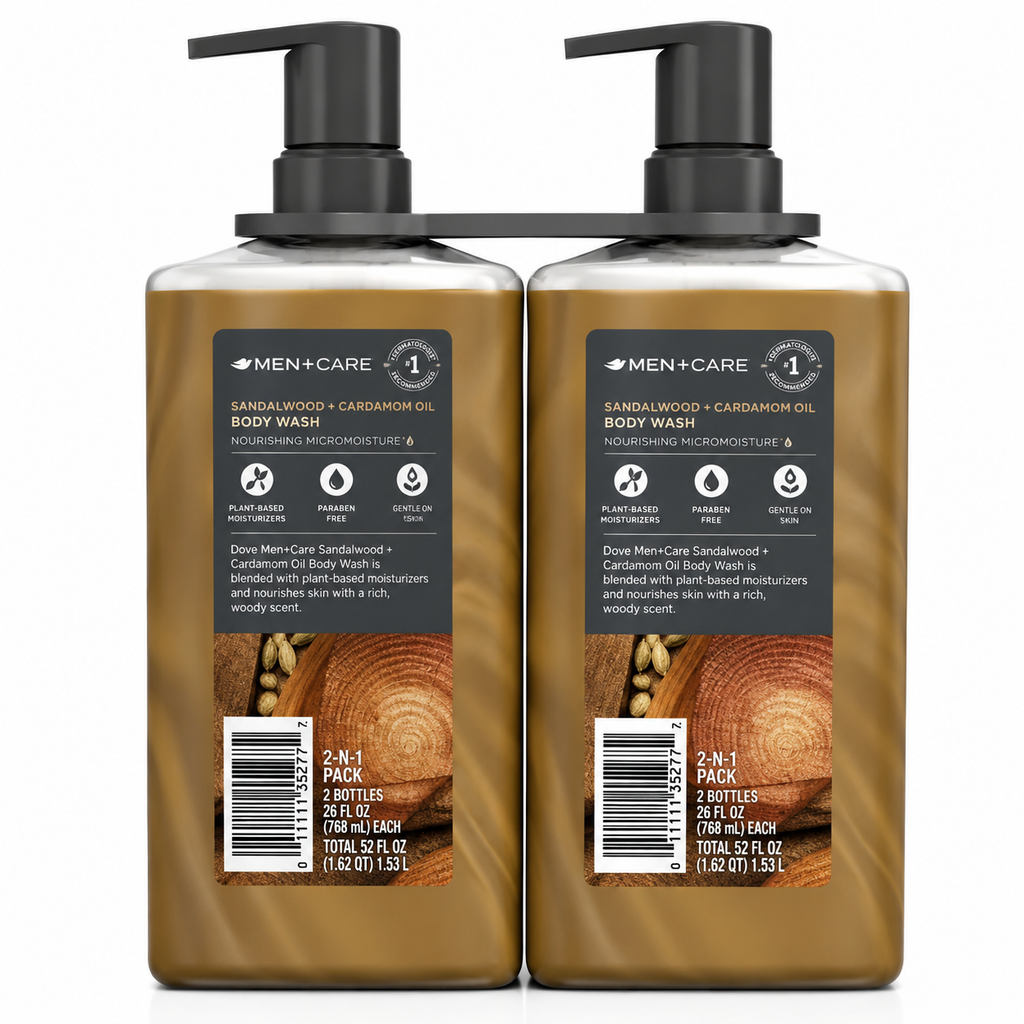 Dove Men+Care Body Wash Sandalwood + Cardamom Oil, 2 pk./26 fl. oz.