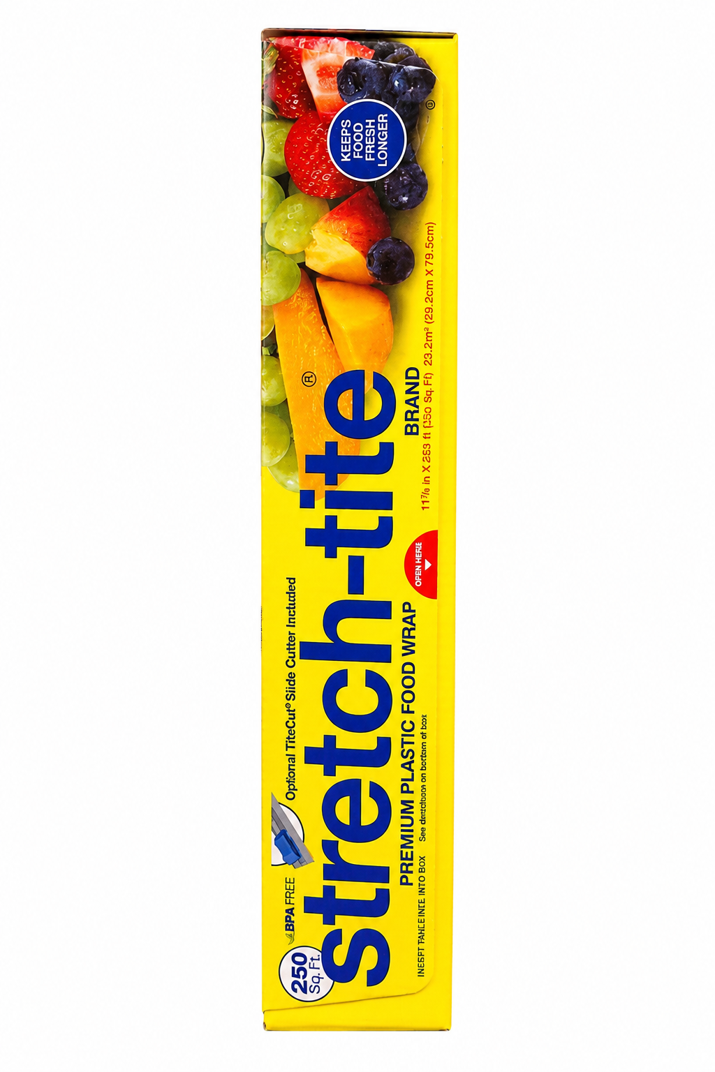 Stretch-tite Premium Plastic Food Wrap with TiteCut Slide Cutter – 250 Sq Ft