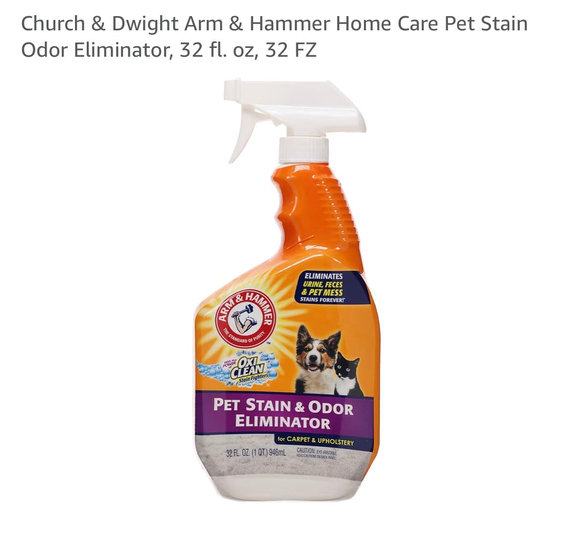 ARM & HAMMER Pet Stain & Odor Eliminator for Carpet & Upholstery, 32 fl oz