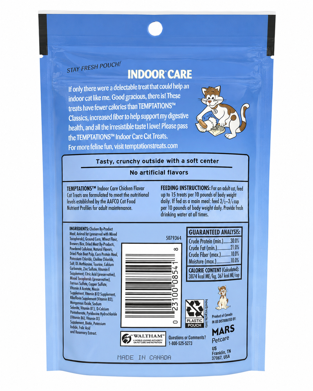 Temptations Cat Treats Indoor Care Chicken Flavor, 2.1 oz
