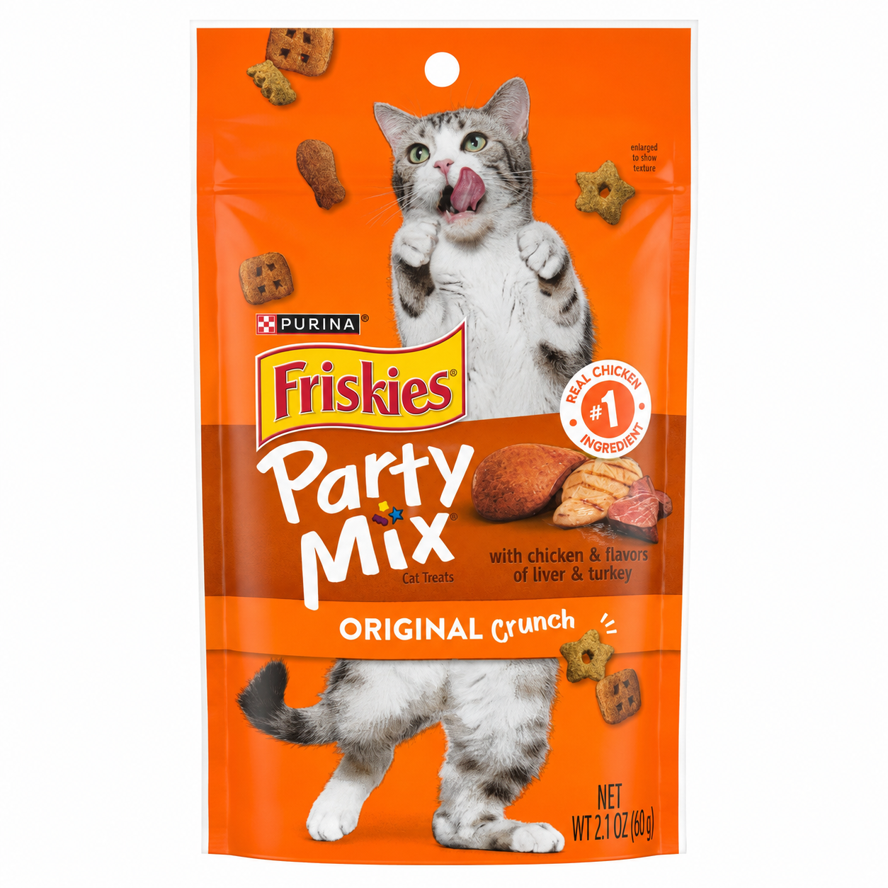 Friskies Party Mix Original Crunch with Chicken, Liver & Turkey Flavors, 2.1 oz