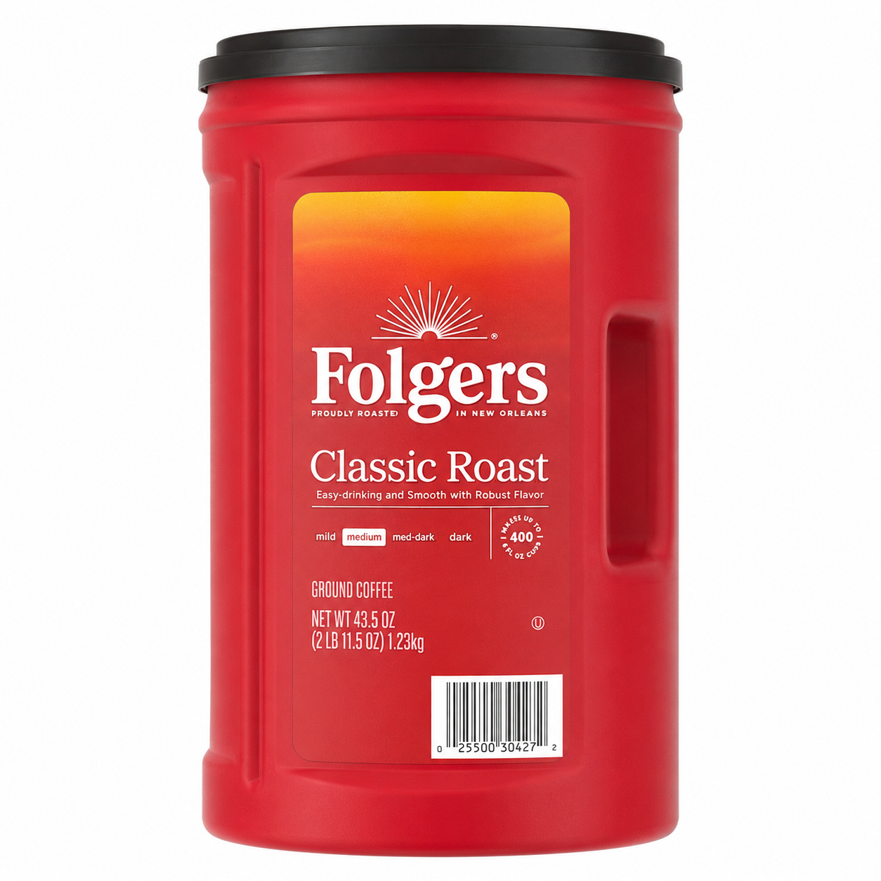 Folgers Classic Roast Ground Coffee, Medium Roast, 43.5 oz