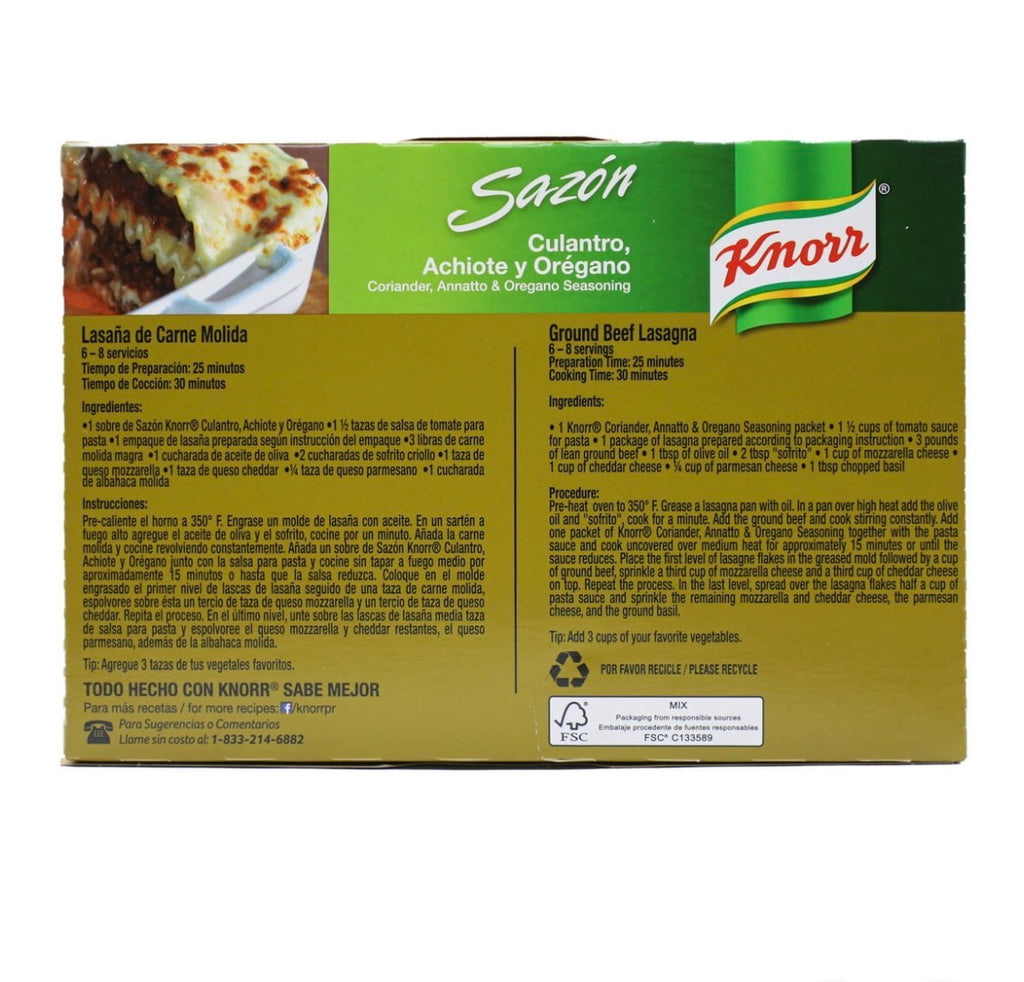 Knorr Sazón Coriander, Annatto & Oregano Seasoning – 16 Packets, 2.82 oz (80g)
