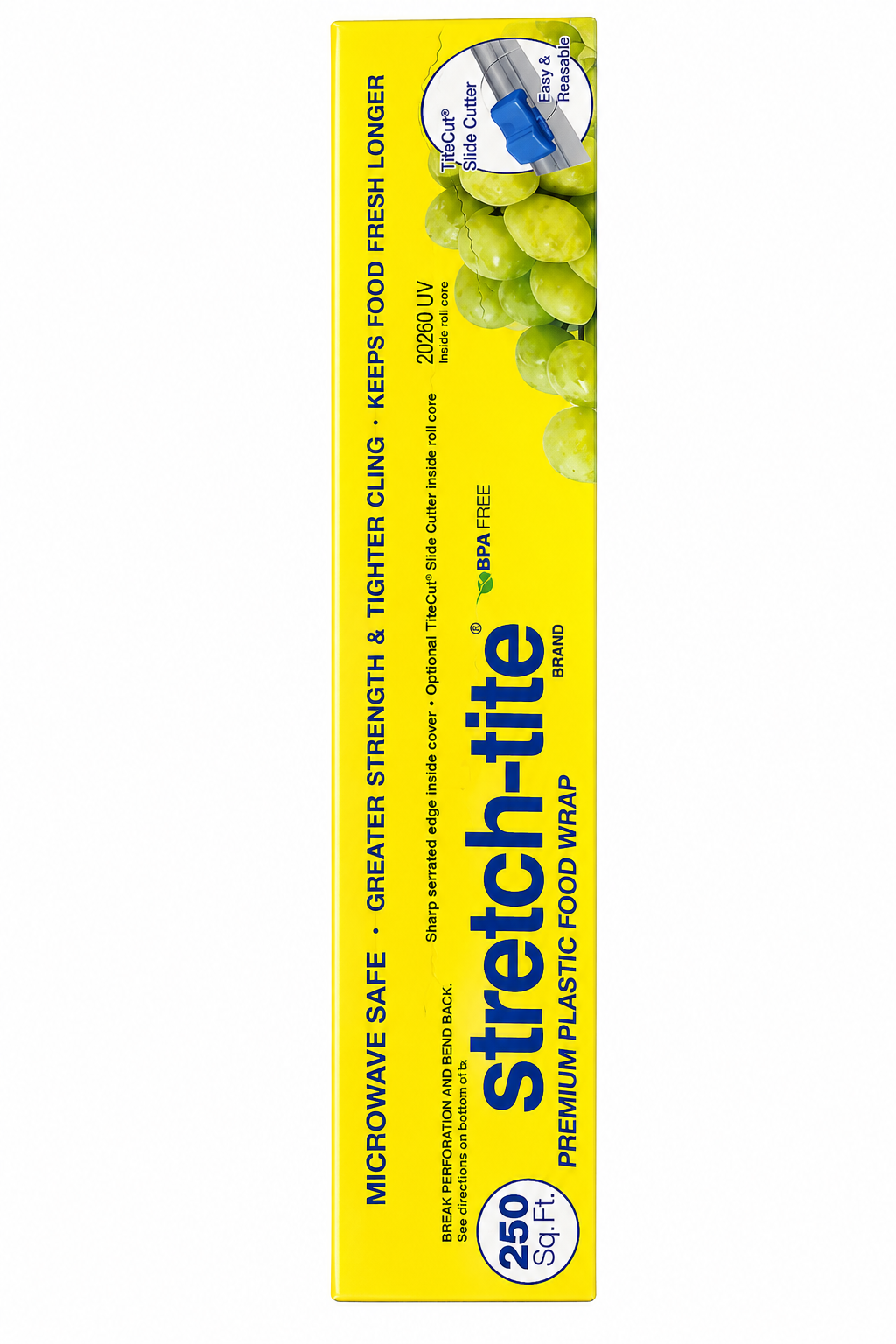 Stretch-tite Premium Plastic Food Wrap with TiteCut Slide Cutter – 250 Sq Ft