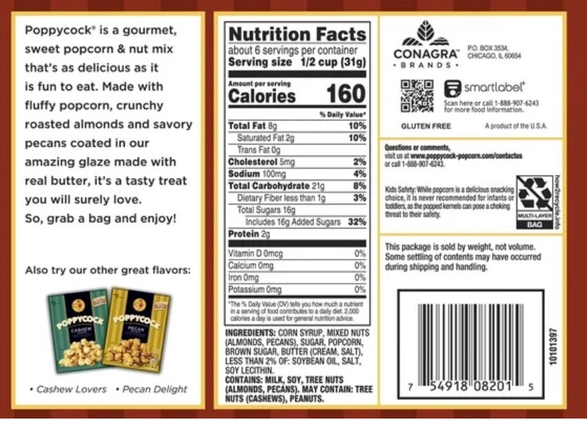 Orville Redenbacher’s Poppycock Original Gourmet Popcorn, 7 oz