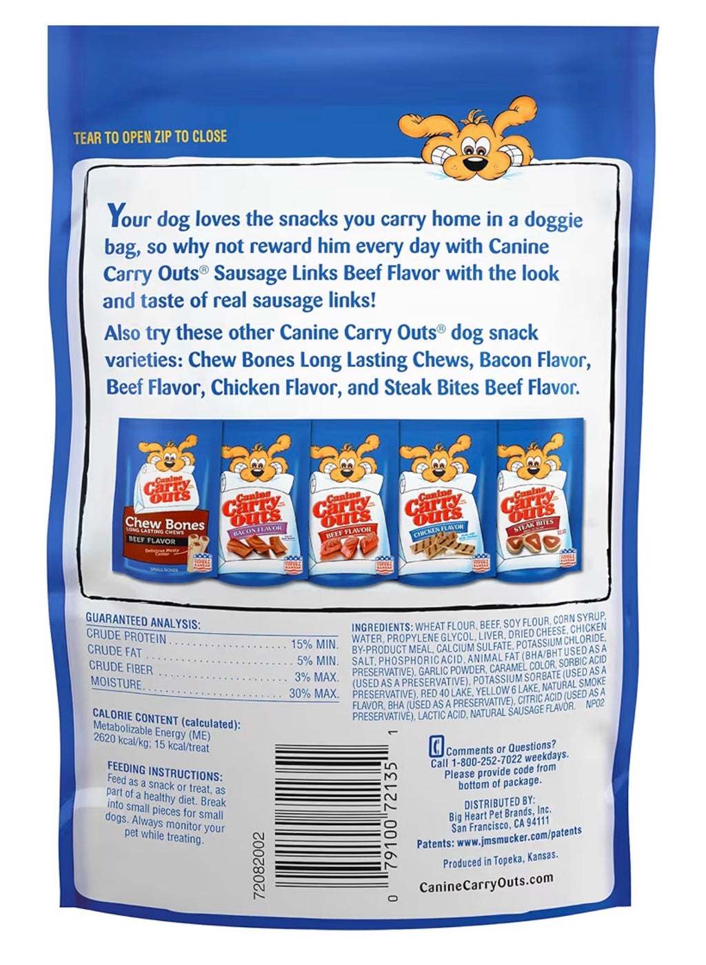 Canine Carry Outs Sausage Links Beef Flavor Dog Treats, 5 oz