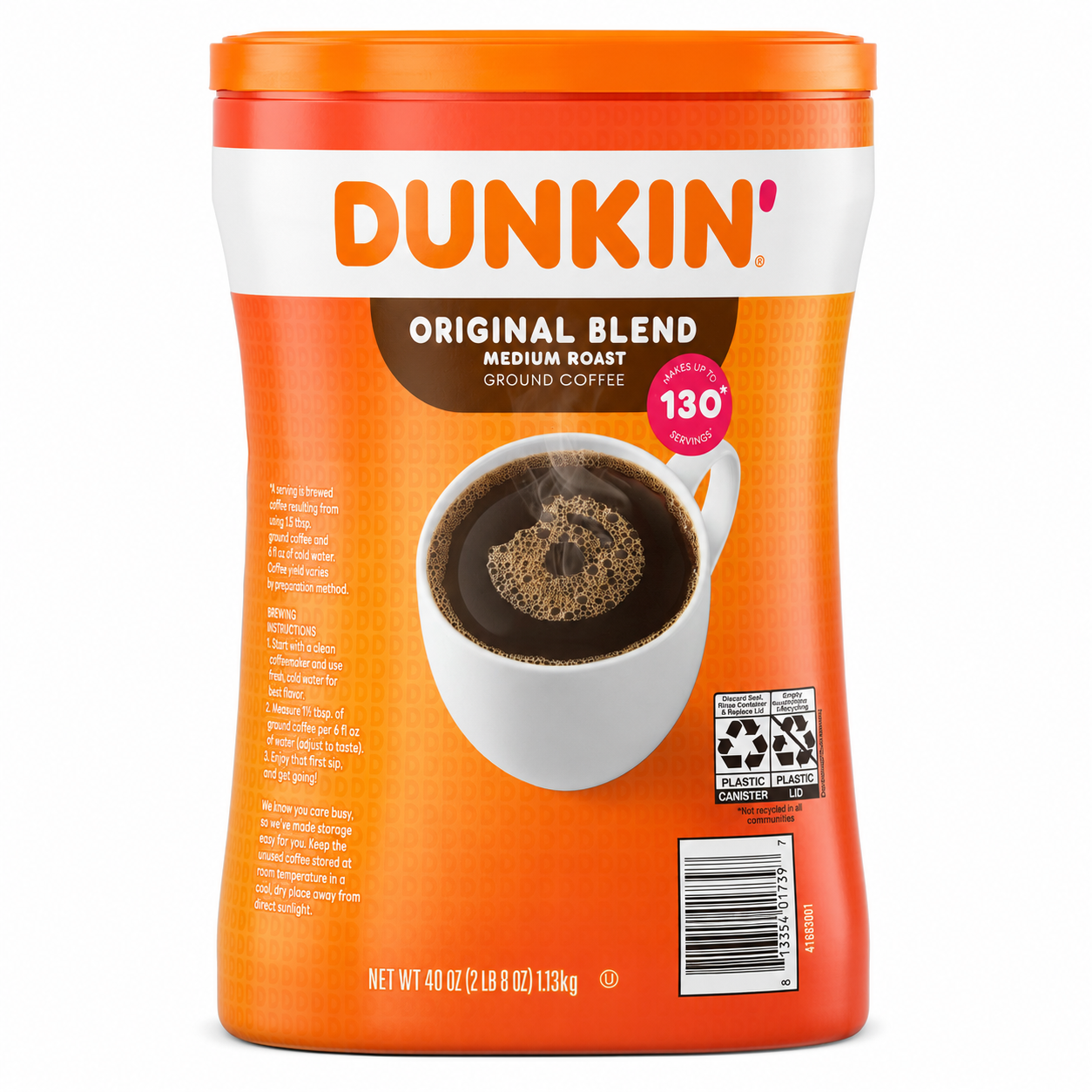 Dunkin’ Original Blend Ground Coffee, Medium Roast, 40 oz