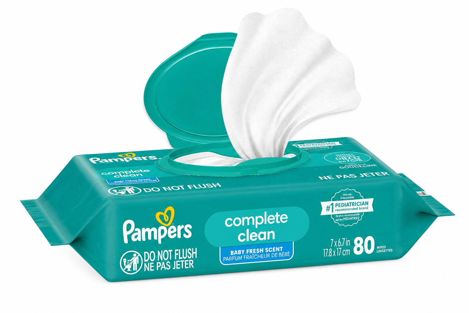 Pampers Baby Clean Fresh Scent Baby Wipes, 5 Packs of 80Wipes, 400 Wipes