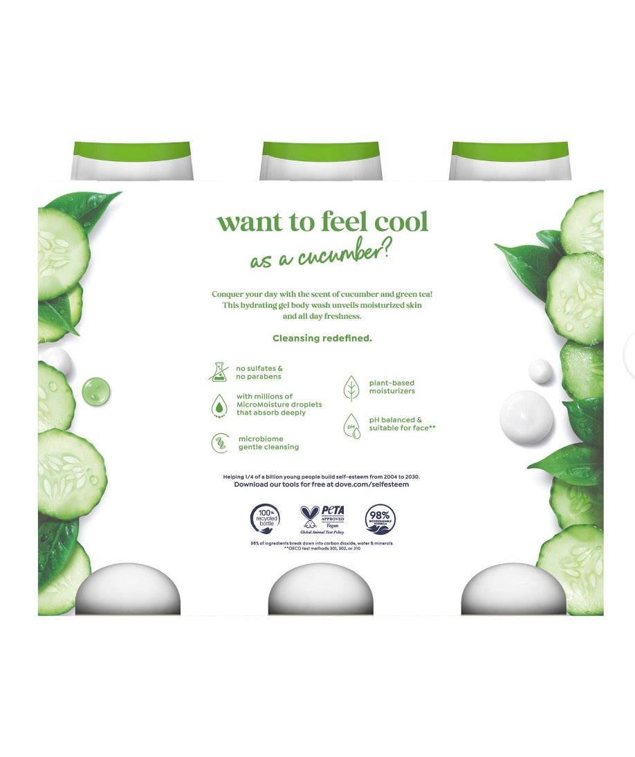 Dove Refreshing Cucumber & Green Tea Body Wash, 3 pk./23 oz.