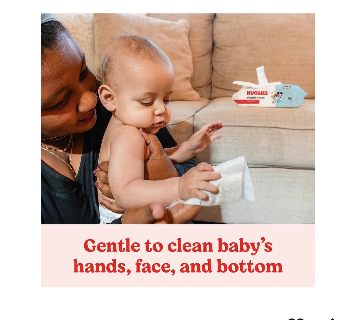 Huggies Simply Clean Unscented Baby Wipes, 5 Packs, 320 Wipes