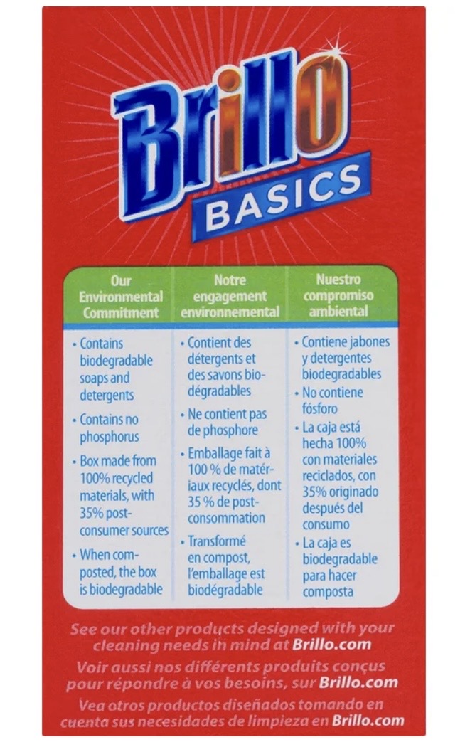 Brillo Basics Steel Wool Scrub Pads, 8 Count