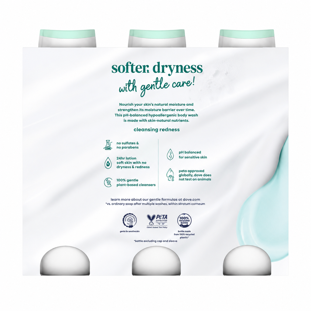 Dove Sensitive Skin Hypoallergenic Body Wash, 3 pk./23 oz.