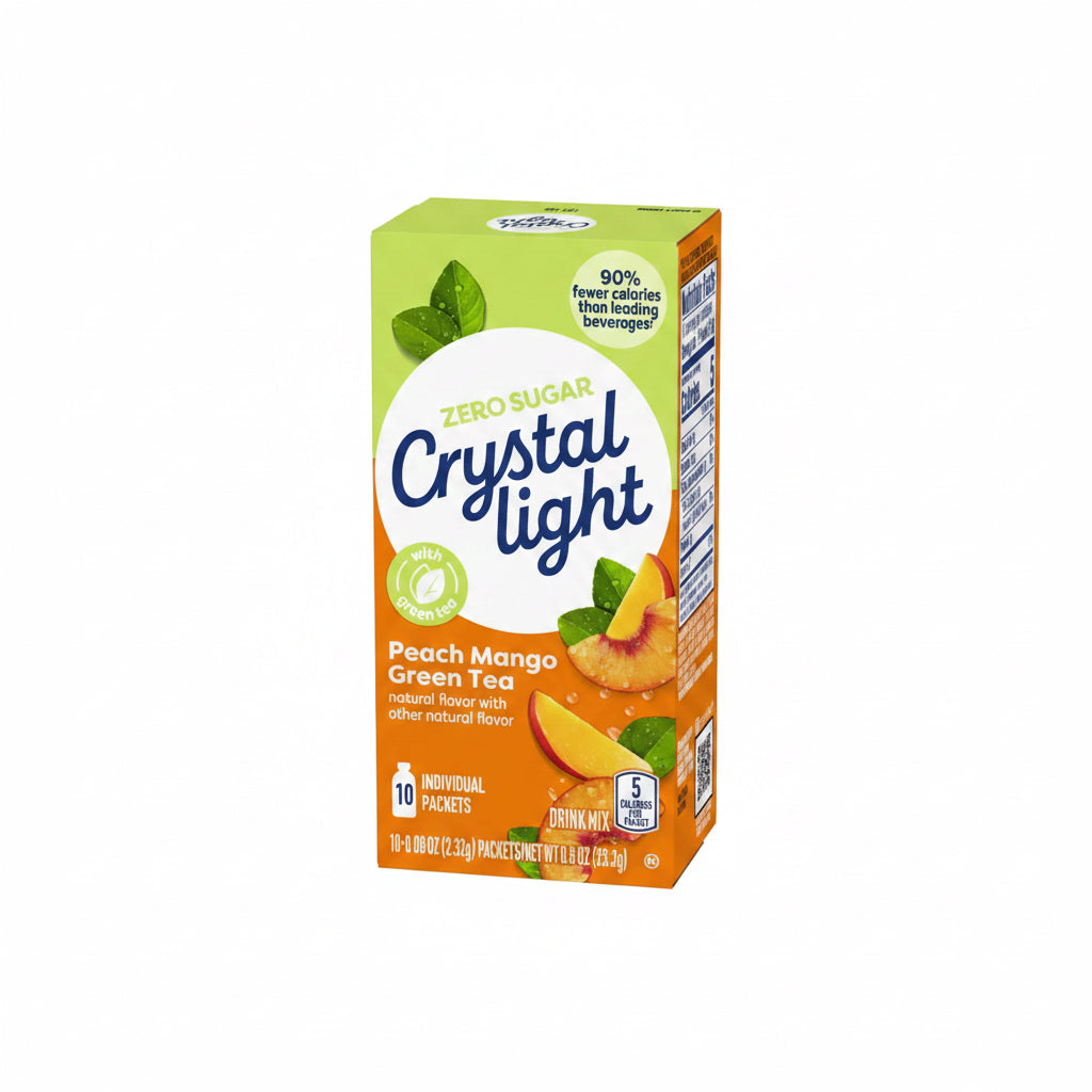 Crystal Light Peach Mango Green Tea On-The-Go Drink Mix, 10 Packets, 0.8 oz