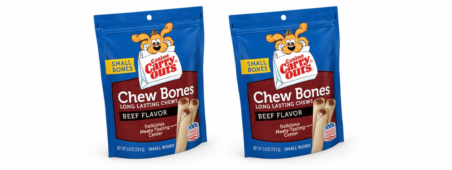 Canine Carry Outs Beef Flavor Small Chew Bones Dog Treats, 2.8 oz Bag