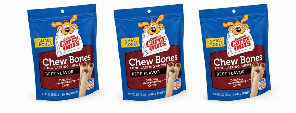 Canine Carry Outs Beef Flavor Small Chew Bones Dog Treats, 2.8 oz Bag