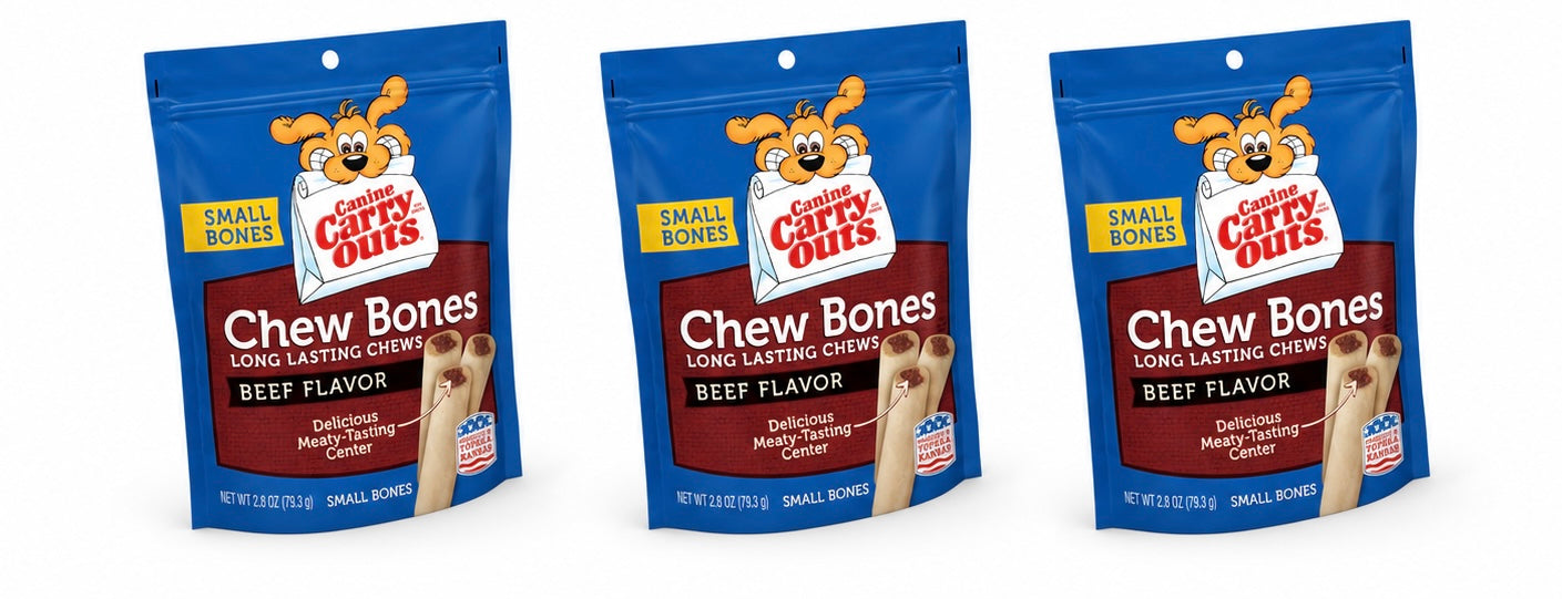 Canine Carry Outs Beef Flavor Small Chew Bones Dog Treats, 2.8 oz Bag