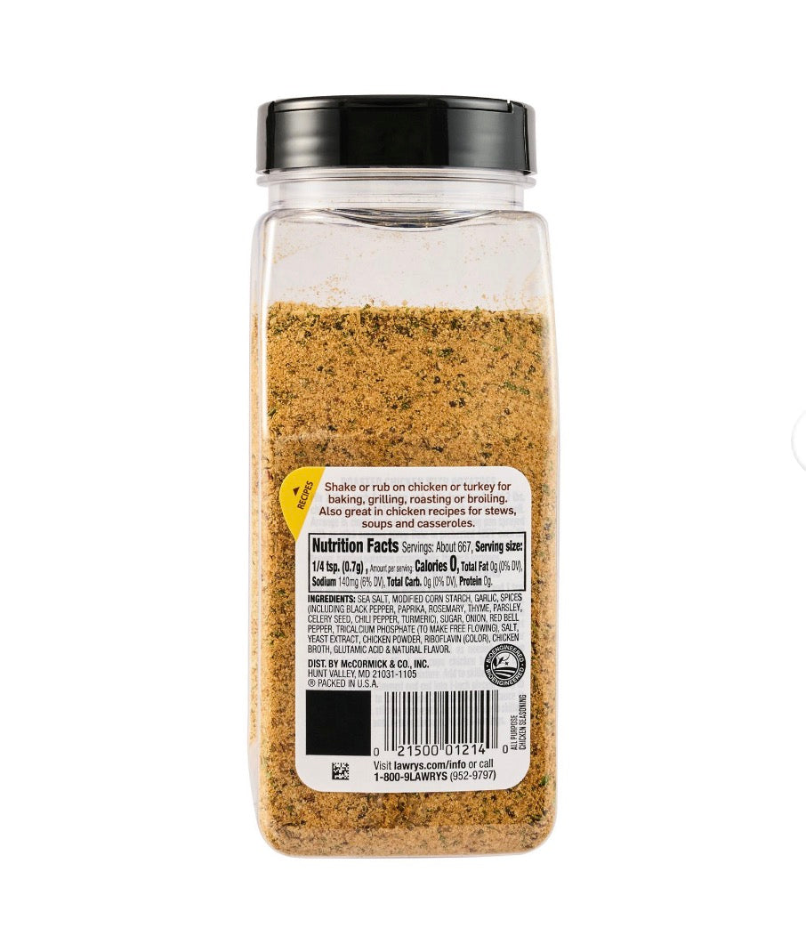 Lawry's All Purpose Chicken Seasoning, 16.5 oz