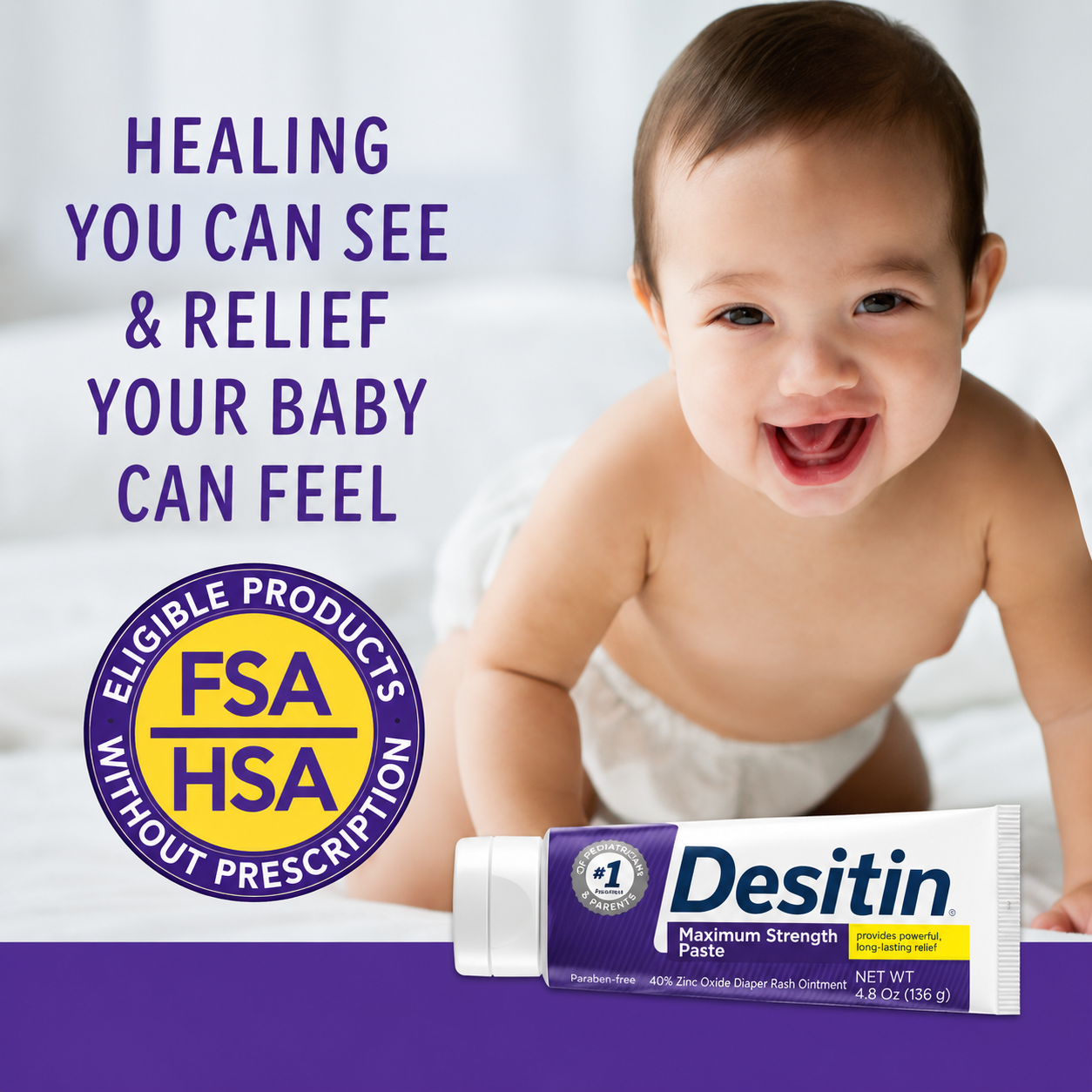 Desitin Maximum Strength Original Diaper Rash Paste, 4.8 oz
