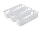 Mainstays 3-Pack Narrow Drawer Organizer Baskets, White Plastic Storage Trays