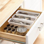 Mainstays 3-Pack Narrow Drawer Organizer Baskets, White Plastic Storage Trays