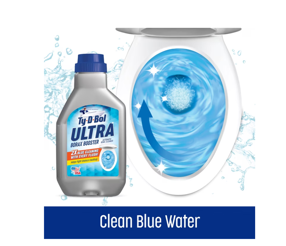 Ty-D-Bol Ultra Borax Booster Automatic Toilet Bowl Cleaner, 12 fl oz
