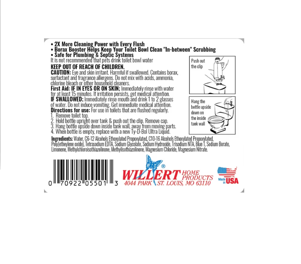 Ty-D-Bol Ultra Borax Booster Automatic Toilet Bowl Cleaner, 12 fl oz