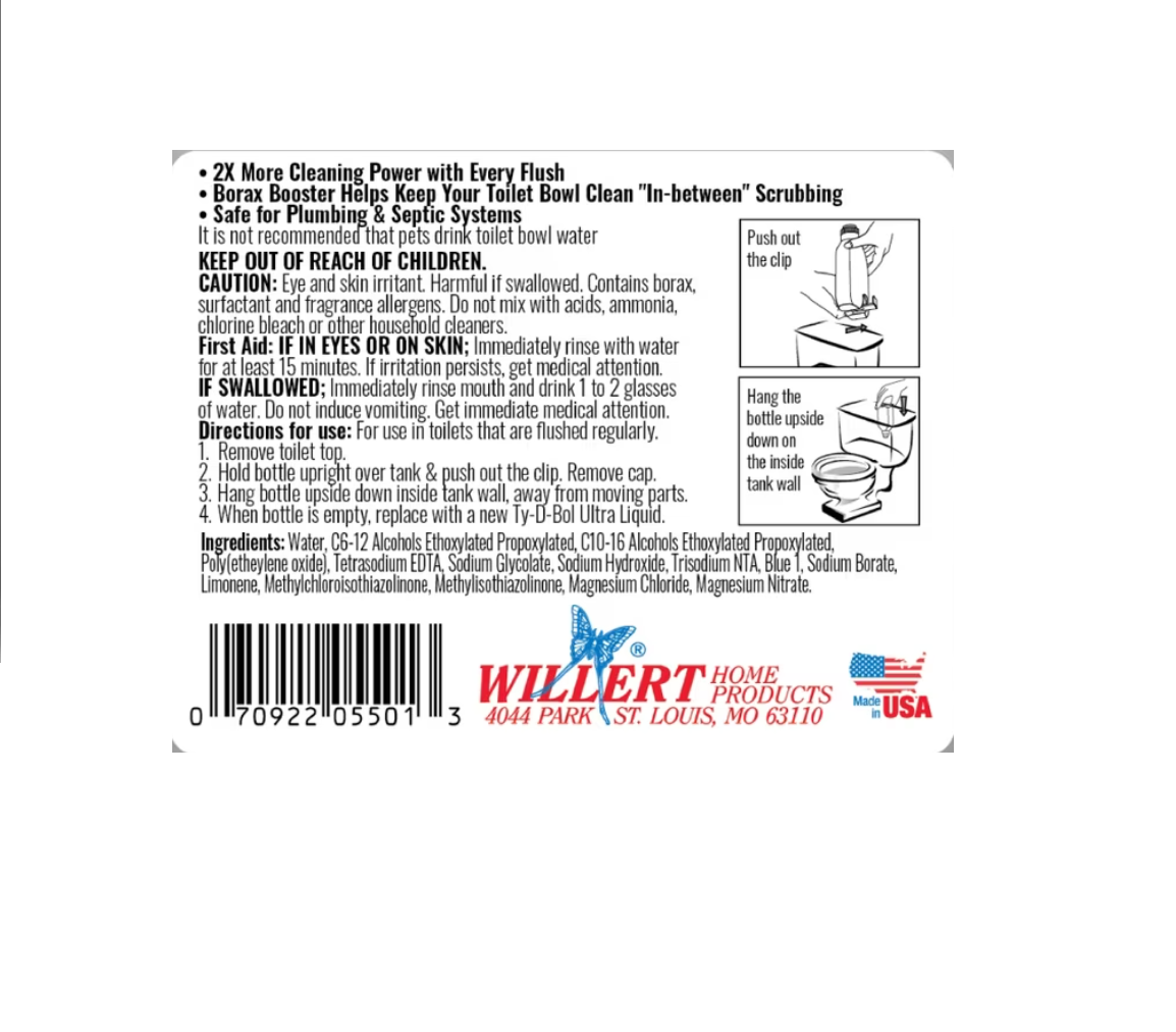 Ty-D-Bol Ultra Borax Booster Automatic Toilet Bowl Cleaner, 12 fl oz